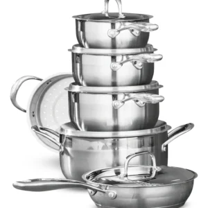 MezaHomes Classic 11-Piece 3-Ply Stainless Steel Cookware Set