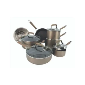 MezaHomes Classic 12-Piece Champagne Bronze Nonstick Aluminum Cookware Set