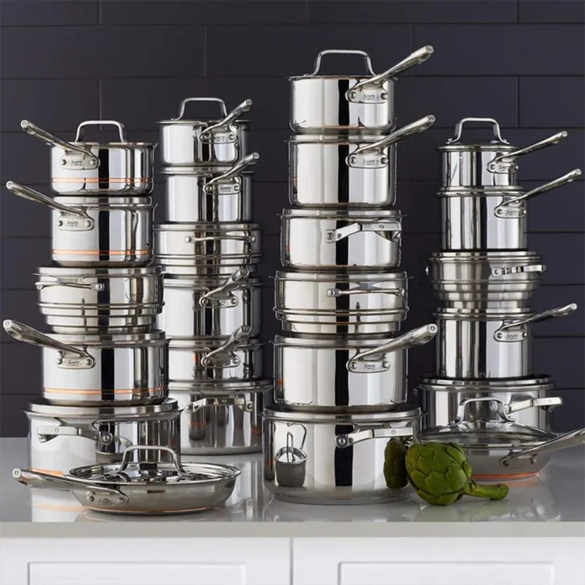 MezaHomes Professional 12-Piece 5-Ply Copper Core Stainless Steel Cookware Set - Image 7