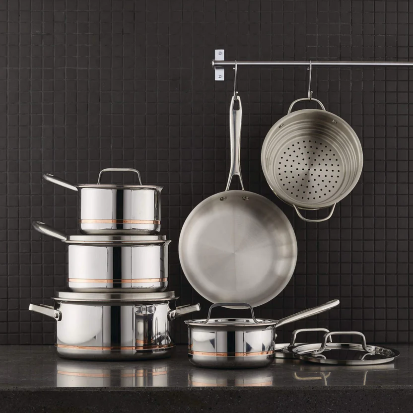 MezaHomes Professional 12-Piece 5-Ply Copper Core Stainless Steel Cookware Set - Image 5
